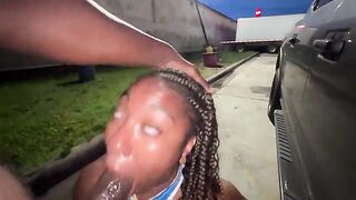 Truck stop adventure with a submissive slut in the parking lot