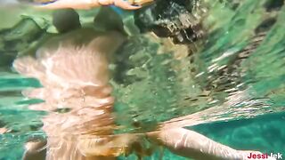 Babe JessiJek has amazing underwater sex with a big ass