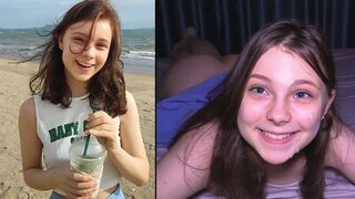 Cute girl serves as a submissive cum dumpster at the beach