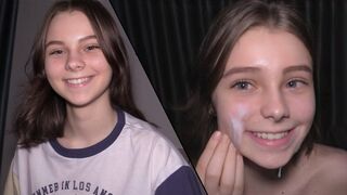 Submissive 18 yo gets her pussy filled with cum in a hot scene