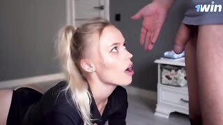 A stepmother saw her stepson’s cock and wanted to suck it, cum on her