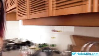 Brunette Latina with big boobs Mila Garcia cheats on her husband in steamy action