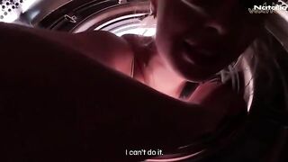 I got fucked by my stepbrother in the washing machine, he saved me