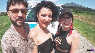 Two Italian couples fuck in their camper, a wild outdoor adventure