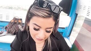 Outdoor blowjob and ride on a cable car through the city