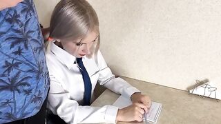 A cute girl invited her tutor home for a private lesson in intimacy