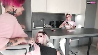 A couple in the middle of a meal is interrupted by an unexpected visit