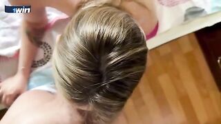 Stepmom with big tits thanks the stepson for breakfast
