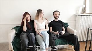 An amateur French couple shares a lucky guy in an intense encounter