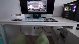 Stepbrother spies on girl masturbating with a drone, shocks her