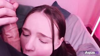 Schoolgirl sucks a cock with incredible passion