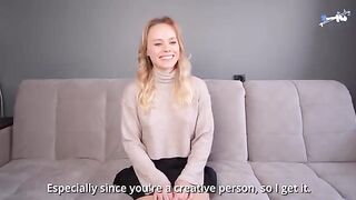 A cute girl with a big ass at porn casting for the first time