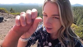 A girl was caught having sex on the mountain, she made a blowjob to avoid trouble
