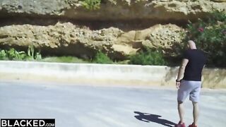 Blonde hottie Venera gets her pussy railed by two black studs