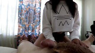 A sexy amateur couple enjoys a passionate morning moment in reverse cowgirl