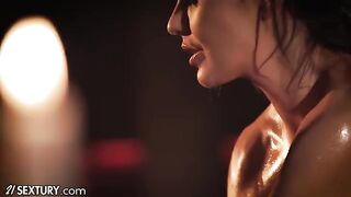 Hot girls Tina Kay and Lilu Moon are giving you an oily lesbian massage