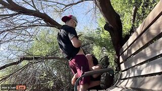 Busty Girl Almost Gets Caught Giving BJ by the Lake in Risky Spot
