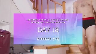 A stepson didn’t notice his stepmom on stairs and fucked her