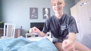 Pervert guy fucks his stepsister and cums on her face