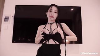 Hot Asian chick in black dress, hardcore action