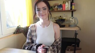 Nerdy girl shows her real face in anal fetish action