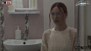 Russian schoolgirl gets her pussy railed by two cocks in a steamy scene
