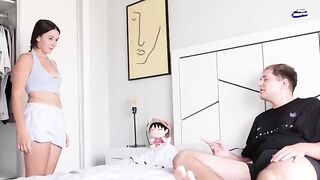 Guy caught stepsister watching him jerk off in the closet