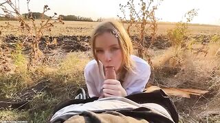 A blowjob in the park from a beautiful Russian blonde with gentle hands