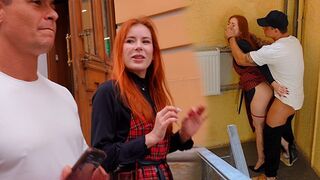 A busty girl was walking when she met a popular YouTuber, got naked