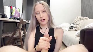 A cute silver-haired girl gets a lot of cream in her pussy