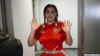 A Spanish supporter with a big ass got fucked in the anal and DP in the parking lot