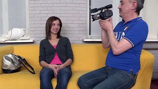 Brunette woman fucks at the casting with a fake agent of the agency