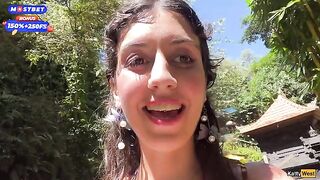Public blowjob and cum walk by the waterfall