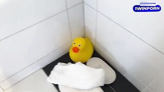 Guy masturbates in the bathtub, his stepmom catching him