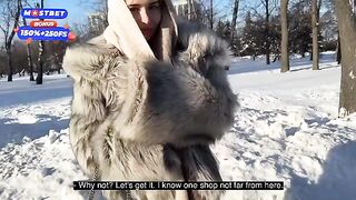 A pick up with a stranger while walking my dog, hot sex in a fur coat