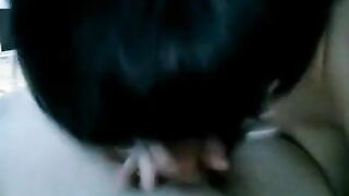 A drunk brunette woke up her husband with a blowjob