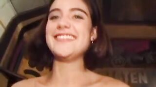 A girl with a big bush is masturbating in an amateur video