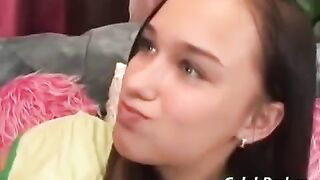 A naive teen lets an adult guy take control in a passionate encounter