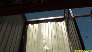 A girl was recorded in a compromising situation in a beach cabin