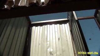 A girl was recorded in a compromising situation in a beach cabin