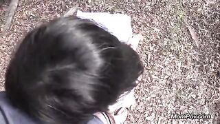 A meet with a hot brunette in the forest