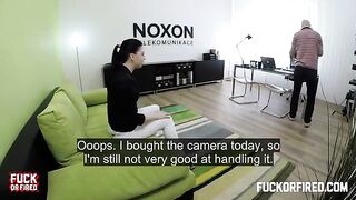A casting agent fucked a cute brunette on the table with passion