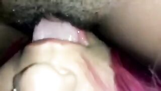The guy forced the Latin beauty to lick her hairy cunt on camera