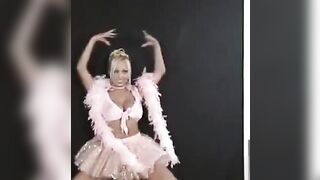 The hot Russian girl is dancing and stripping eroticly