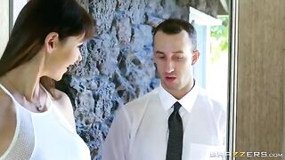 A noble man fucked a beauty with big fake tits