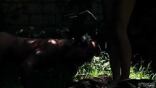 Blonde beauty gets fucked by stranger in the garden