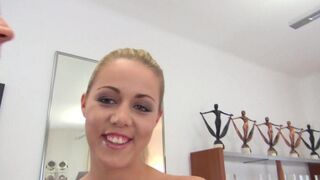 The whore got a new dress for her deep blowjob skills