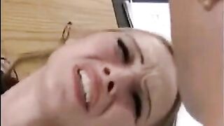 A girl is being fucked by a hand and a dick at once