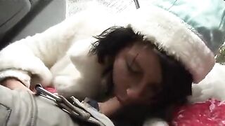 Two drunken Santa Clauses fucked the Snow Maiden in a wild Christmas threesome