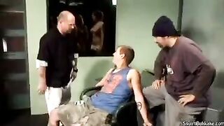 Bukakke in the mouth, not on the face like a slut